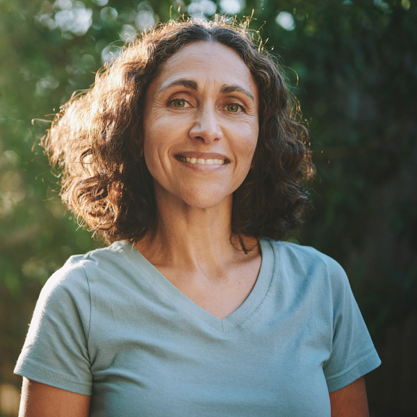 woman smiling outside